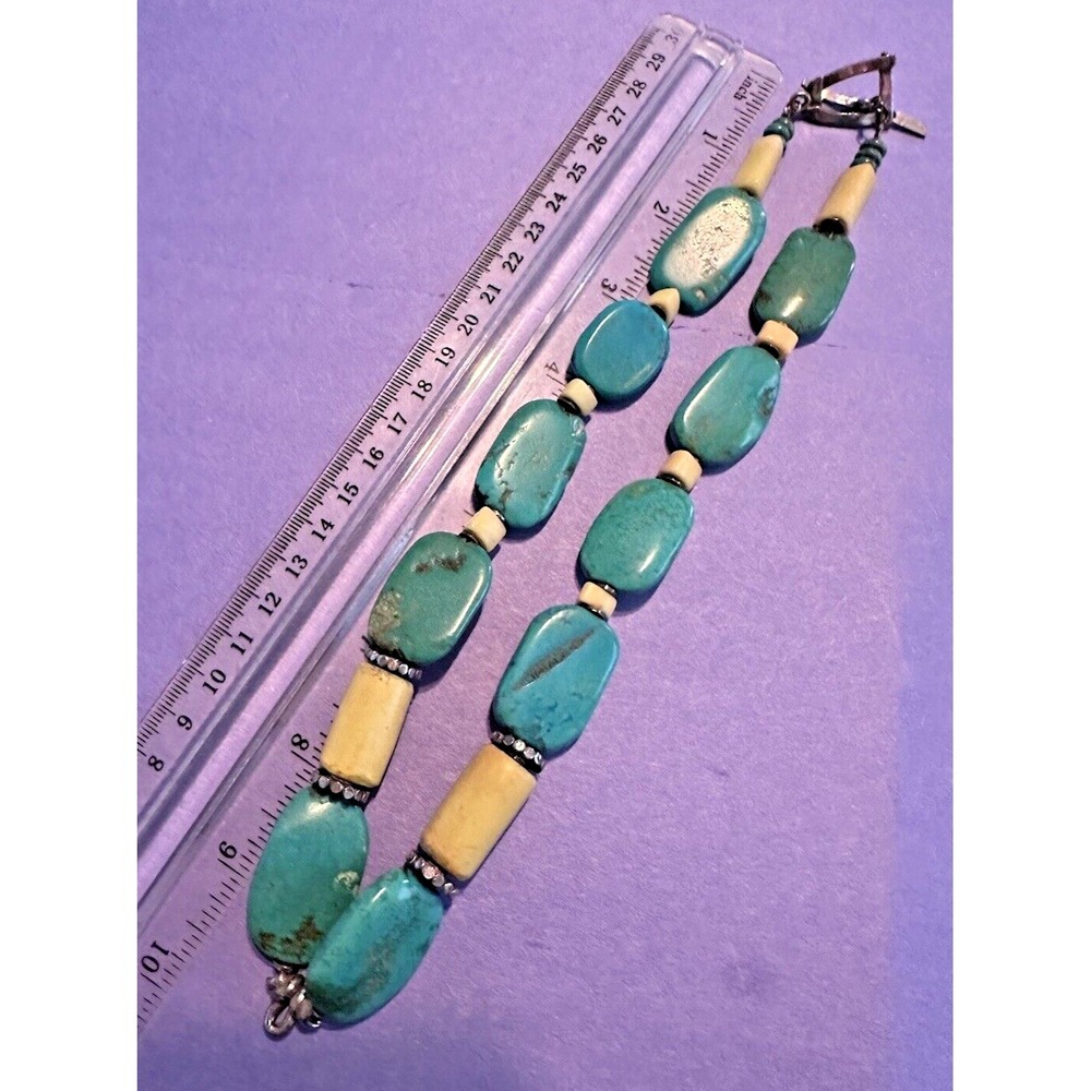 Necklace Turquoise Butterscotch Quartz Sterling Silver 999 Toggle Statement - Picture 13 of 16